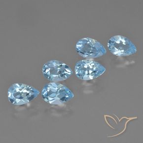 3.20 ctw Blue Topaz Stones, Natural Topaz in Pear Facet Shape for Sale