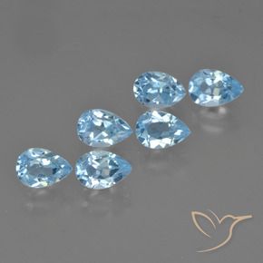 3.58 ctw Blue Topaz Stones, Natural Topaz in Pear Facet Shape for Sale