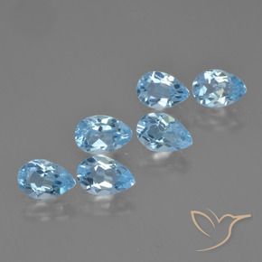 3.21 ctw Blue Topaz Stones, Natural Topaz in Pear Facet Shape for Sale
