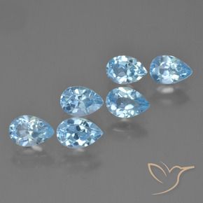 3.58 ctw Blue Topaz Stones, Natural Topaz in Pear Facet Shape for Sale