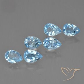 3.37 ctw Blue Topaz Stones, Natural Topaz in Pear Facet Shape for Sale