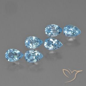 3.39 ctw Blue Topaz Stones, Natural Topaz in Pear Facet Shape for Sale