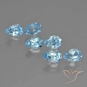 3.44 ctw Blue Topaz Stones, Natural Topaz in Pear Facet Shape for Sale