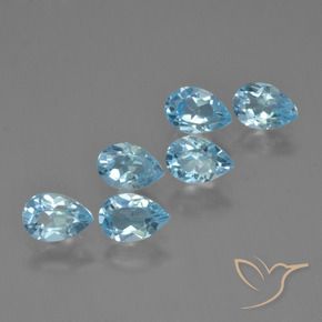 3.30 ctw Blue Topaz Stones, Natural Topaz in Pear Facet Shape for Sale