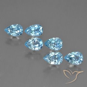 3.67 ctw Blue Topaz Stones, Natural Topaz in Pear Facet Shape for Sale