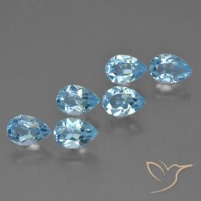 3.15 ctw Blue Topaz Stones, Natural Topaz in Pear Facet Shape for Sale