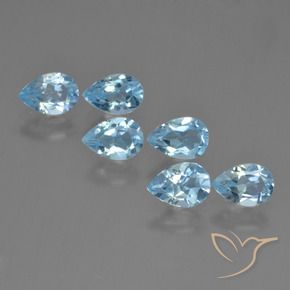 3.26 ctw Blue Topaz Stones, Natural Topaz in Pear Facet Shape for Sale