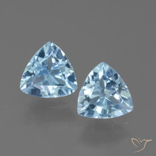 2.28 ct Loose Sky Blue Topaz, 6.7 x 6.7 mm Trillion Cut From Brazil, Photo A
