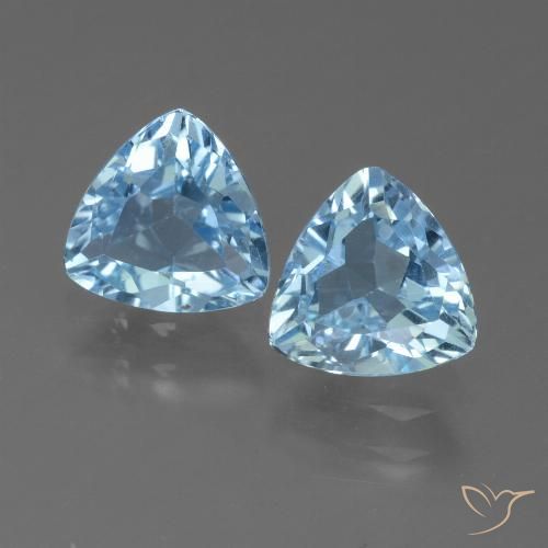 2.47 ct Sky Blue Topaz, 6.9 x 6.8 mm Trillion Cut From Brazil, Photo A
