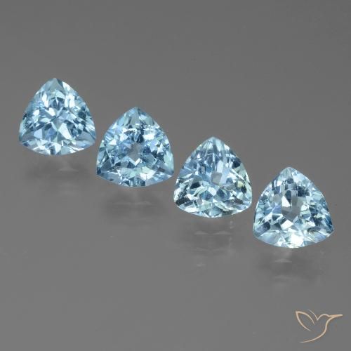 4.95 ct Sky Blue Topaz, 6.8 x 6.6 mm Trillion Cut From Brazil, Photo A