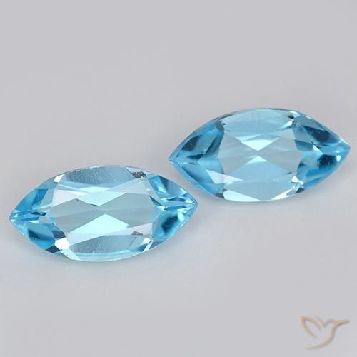2.24 ct Sky Blue Topaz, 9.9 x 5.1 mm Marquise Cut From Brazil, Photo A