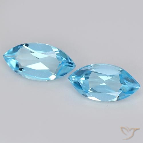 2.24 ctw Blue Topaz Stones, Natural Topaz in Marquise Facet Shape for Sale