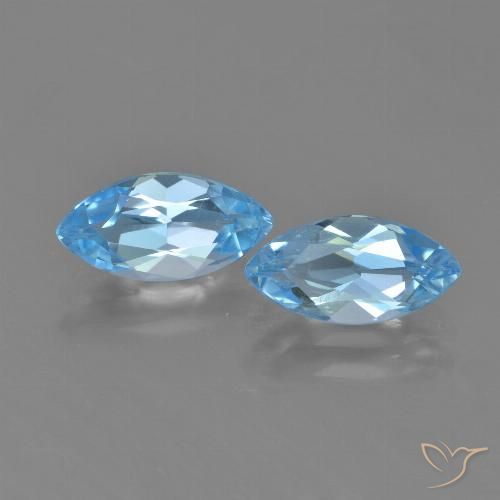 2.6 ct Loose Swiss Blue Topaz, 10.3 x 5.2 mm Marquise Cut From Brazil, Photo A