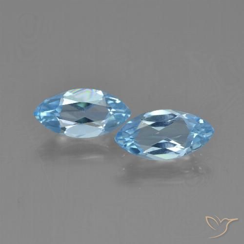 2.44 ct Loose Sky Blue Topaz, 10.3 x 5.2 mm Marquise Cut From Brazil, Photo A