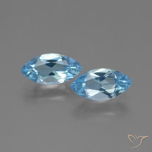 2.55 ct Sky Blue Topaz, 10.3 x 5.2 mm Marquise Cut From Brazil, Photo A
