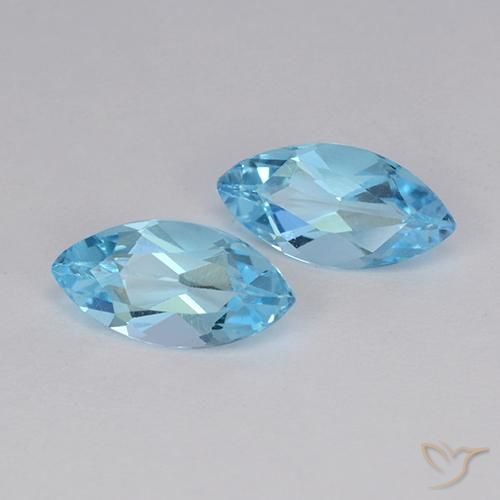 2.51 ctw Blue Topaz Stones, Natural Topaz in Marquise Facet Shape for Sale