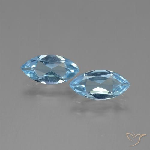 2.13 ct Loose Sky Blue Topaz, 10.1 x 5.1 mm Marquise Cut From Brazil, Photo A