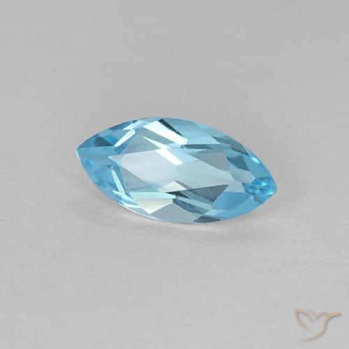 1.38 ct Blue Topaz Stone, Natural Topaz in Marquise Facet Shape for Sale