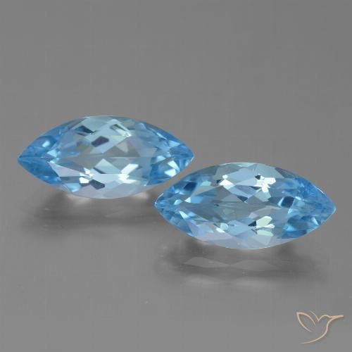 7.36 ct Loose Sky Blue Topaz, 15 x 7.1 mm Marquise Cut From Brazil, Photo A