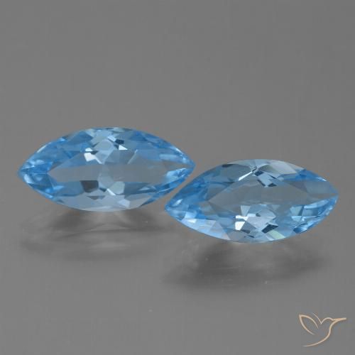 7.07 ct Swiss Blue Topaz, 14.7 x 7.1 mm Marquise Cut From Brazil, Photo A