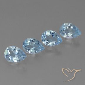3.51 ctw Blue Topaz Stones, Natural Topaz in Pear Facet Shape for Sale