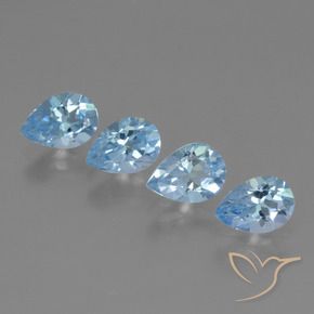 3.33 ctw Blue Topaz Stones, Natural Topaz in Pear Facet Shape for Sale