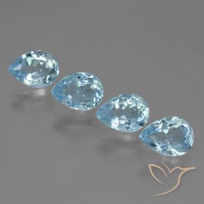 3.59 ctw Blue Topaz Stones, Natural Topaz in Pear Facet Shape for Sale