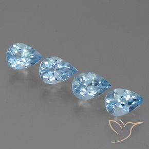 3.41 ctw Blue Topaz Stones, Natural Topaz in Pear Facet Shape for Sale