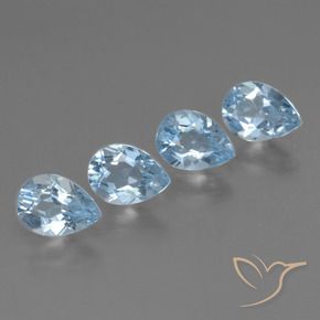 3.31 ctw Blue Topaz Stones, Natural Topaz in Pear Facet Shape for Sale