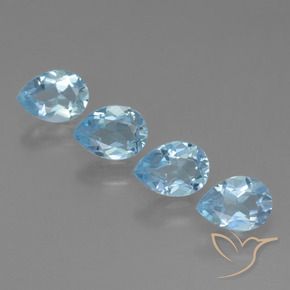 3.35 ctw Blue Topaz Stones, Natural Topaz in Pear Facet Shape for Sale