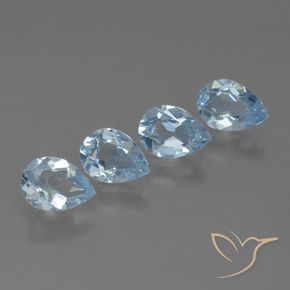 3.02 ctw Blue Topaz Stones, Natural Topaz in Pear Facet Shape for Sale