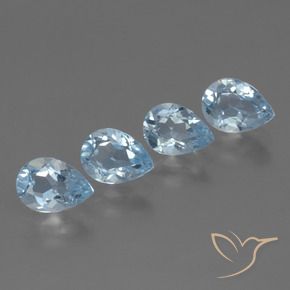 3.45 ctw Blue Topaz Stones, Natural Topaz in Pear Facet Shape for Sale