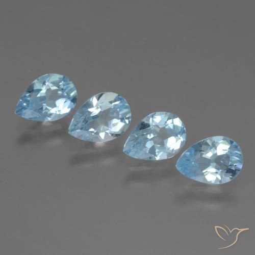 3.28 ctw Blue Topaz Stones, Natural Topaz in Pear Facet Shape for Sale