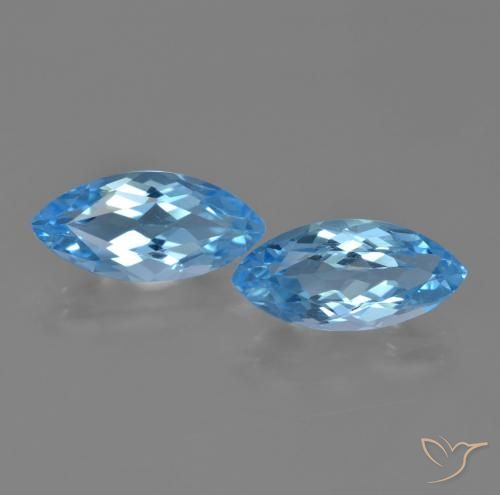 7.8 ct Swiss Blue Topaz, 15.1 x 7.1 mm Marquise Cut From Brazil, Photo A