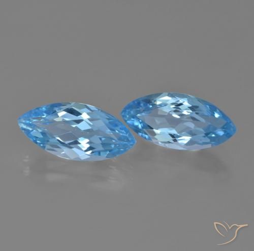 7.80 ctw Blue Topaz Stones, Natural Topaz in Marquise Facet Shape for Sale