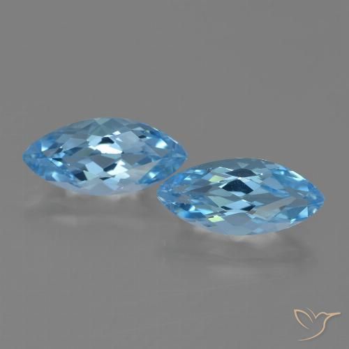 7.63 ct Swiss Blue Topaz, 15.1 x 7.1 mm Marquise Cut From Brazil, Photo A