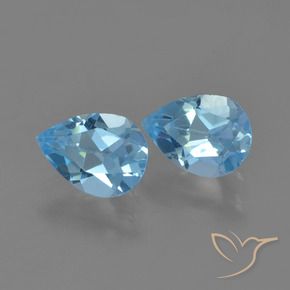 1.70 ctw Blue Topaz Stones, Natural Topaz in Pear Facet Shape for Sale