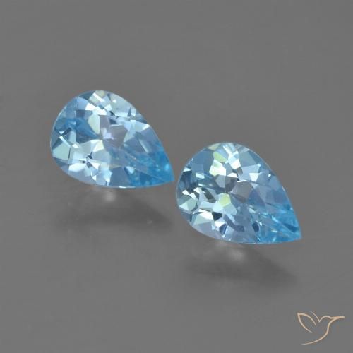 1.36 ct Loose Sky Blue Topaz, 7 x 5 mm Pear Cut From Brazil, Photo A