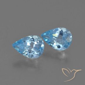 1.36 ctw Blue Topaz Stones, Natural Topaz in Pear Facet Shape for Sale