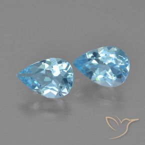 1.60 ctw Blue Topaz Stones, Natural Topaz in Pear Facet Shape for Sale