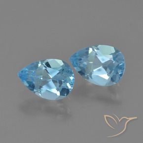 1.75 ctw Blue Topaz Stones, Natural Topaz in Pear Facet Shape for Sale