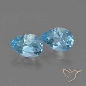 1.57 ctw Blue Topaz Stones, Natural Topaz in Pear Facet Shape for Sale