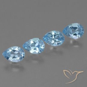 3.15 ctw Blue Topaz Stones, Natural Topaz in Pear Facet Shape for Sale