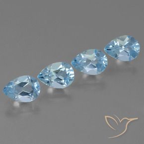3.35 ctw Blue Topaz Stones, Natural Topaz in Pear Facet Shape for Sale