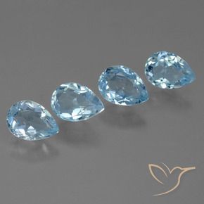3.69 ctw Blue Topaz Stones, Natural Topaz in Pear Facet Shape for Sale