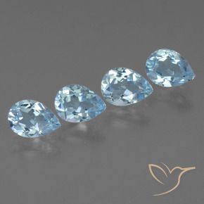 3.28 ctw Blue Topaz Stones, Natural Topaz in Pear Facet Shape for Sale