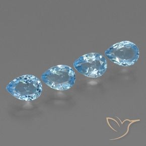3.53 ctw Blue Topaz Stones, Natural Topaz in Pear Facet Shape for Sale