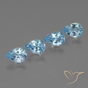 3.11 ctw Blue Topaz Stones, Natural Topaz in Pear Facet Shape for Sale