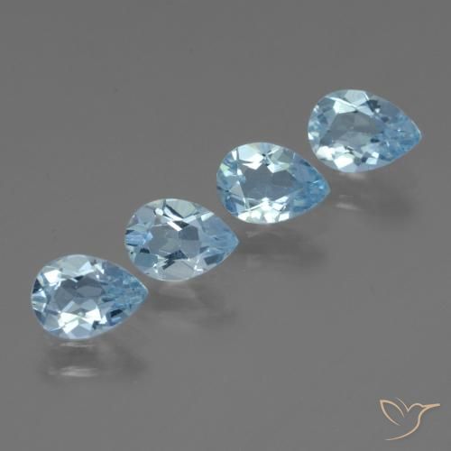 3.12 ctw Blue Topaz Stones, Natural Topaz in Pear Facet Shape for Sale