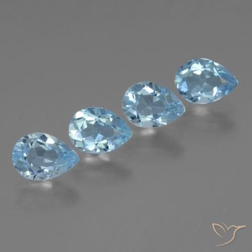 3.70 ctw Blue Topaz Stones, Natural Topaz in Pear Facet Shape for Sale